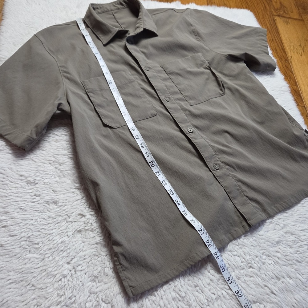Lululemon Nomad Heavyweight Shirt Men's XL* Army Green Button Up Short Sleeve - Picture 4 of 5